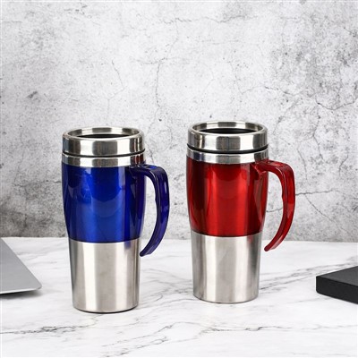 Taza de plástico de 15 onzas con asa